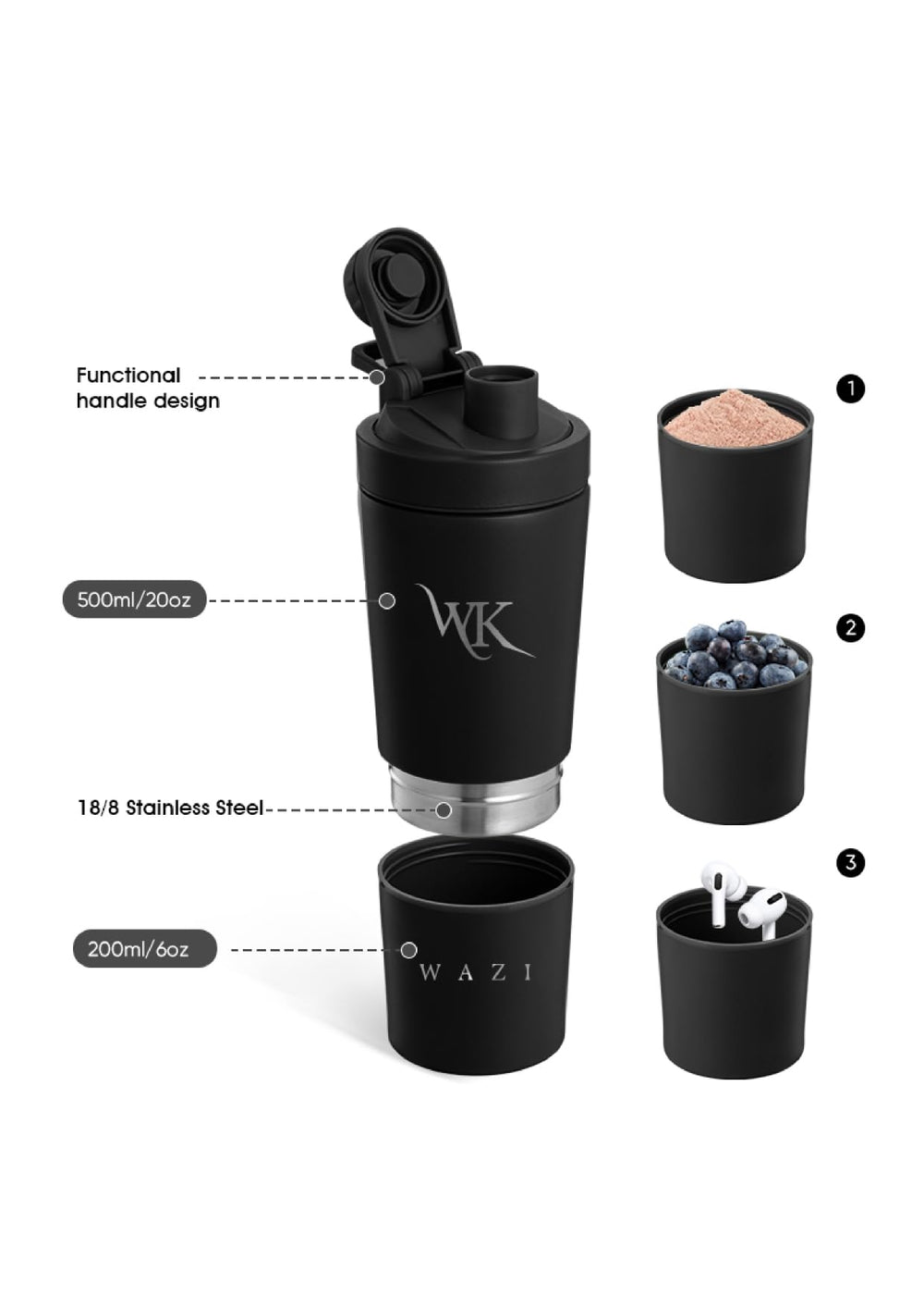Insulated Protein Shaker Bottle leakproof lid prevents spills in bags and backpacks.