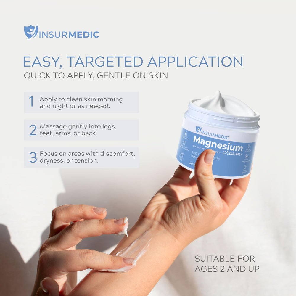 Applying magnesium cream to arms and back for relief