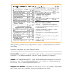 Close-up of vitamin and mineral ingredients on label