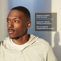 Product display with bottle and capsules on a white background
