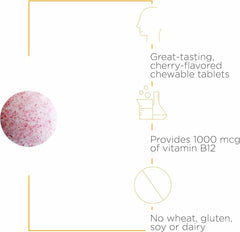 Vegan-friendly cherry-flavored B-12 Active chewables