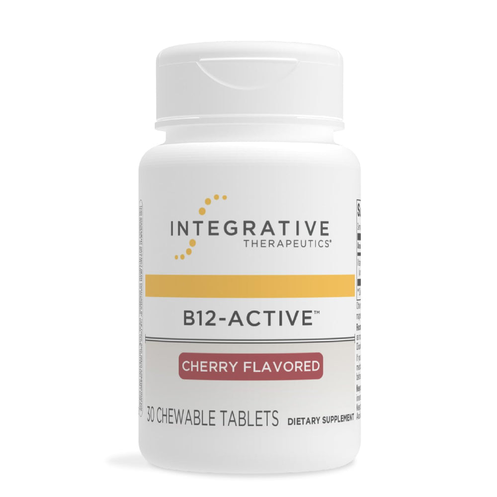 Product pack shot of Integrative Therapeutics B12-Active cherry chewable 30 count