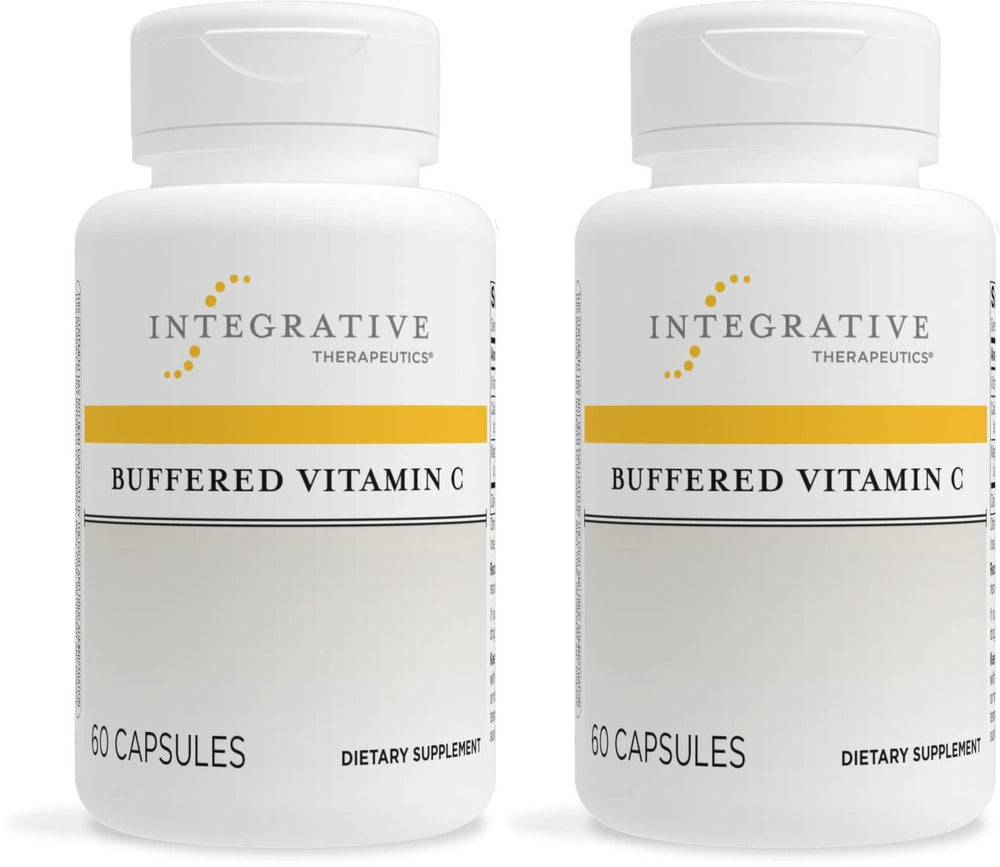 Front view of Integrative Therapeutics Buffered Vitamin C 60 Capsules (2 Pack) bottle