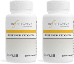 Front view of Integrative Therapeutics Buffered Vitamin C 60 Capsules (2 Pack) bottle