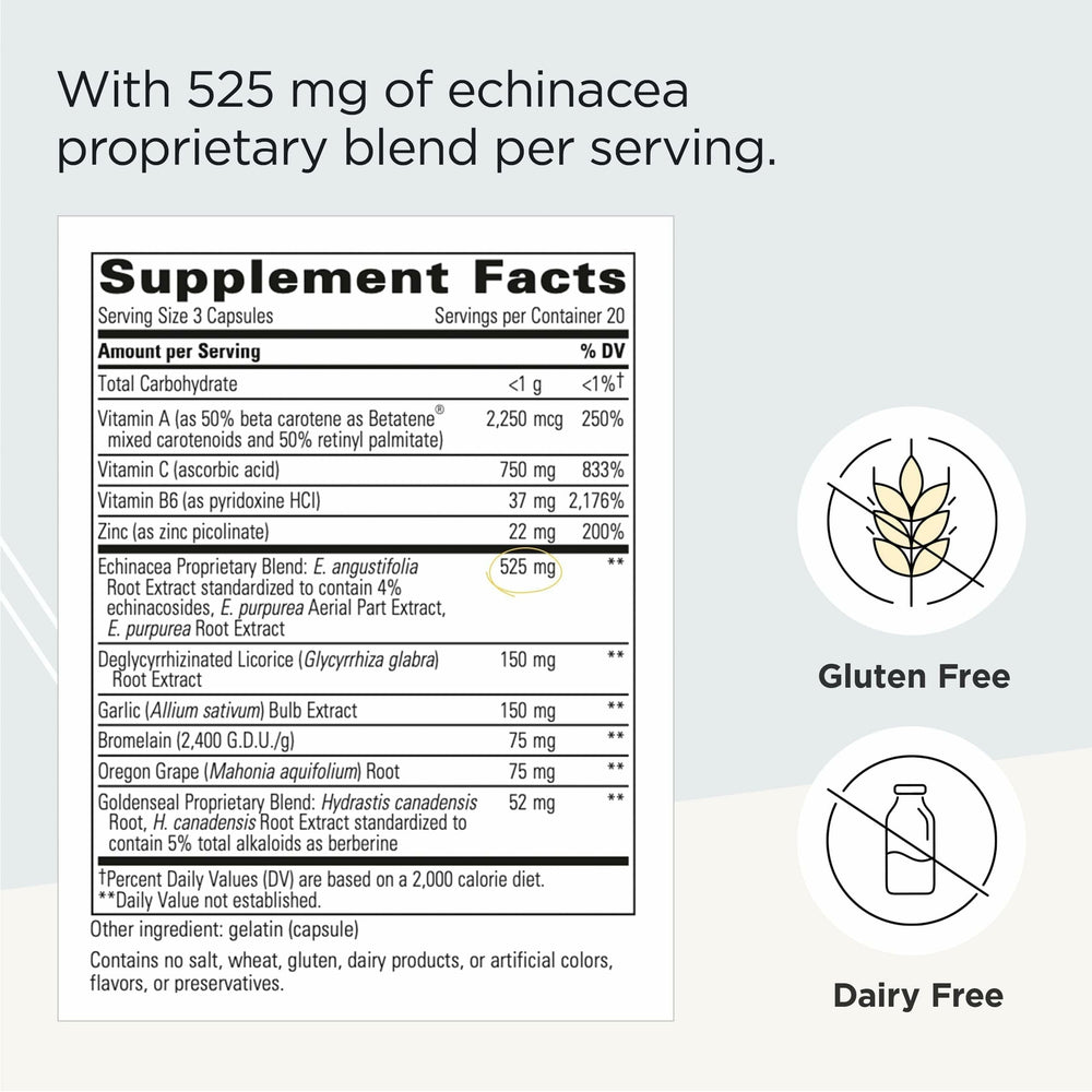Close-up of the EHB label showing vitamins A, C, B6 and zinc