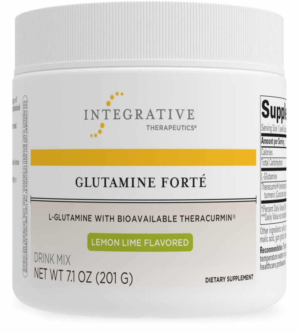 Front view of Integrative Therapeutics Glutamine Forté Lemon Lime 7.1 oz bottle