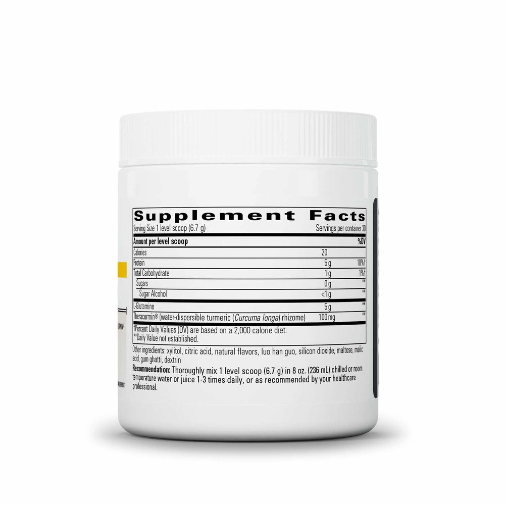 Nutritional facts panel for Glutamine Forté Lemon Lime 7.1 oz