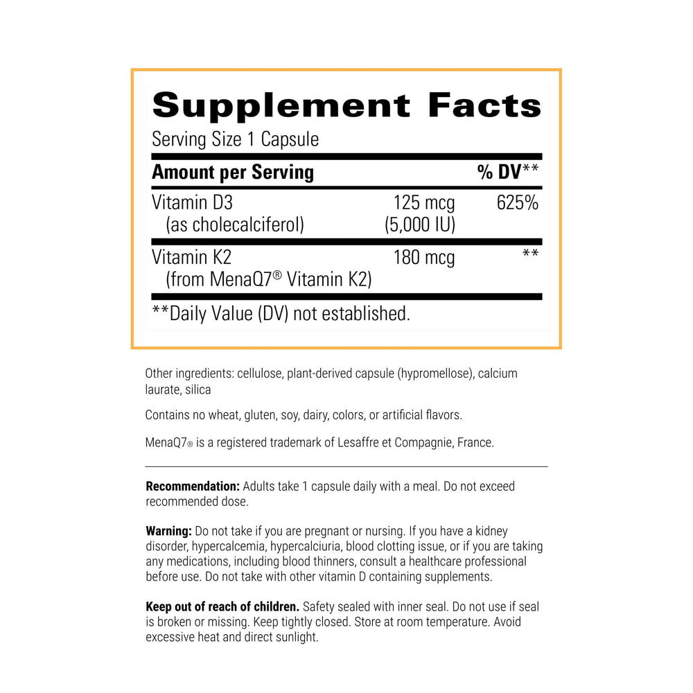 Close-up of K2 + D3 capsule