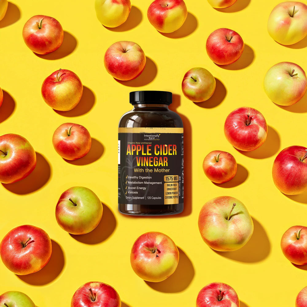 Intentionally Bare ACV capsules with lemon and inulin — prebiotic gut support.