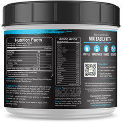 Grass-fed pasture-raised label on bone broth powder container