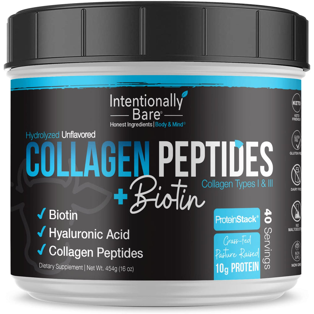 Front of Intentionally Bare Collagen Powder Unflavored container