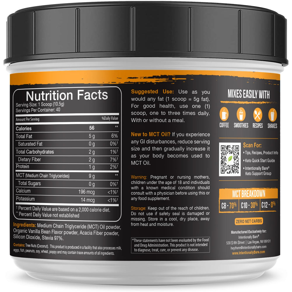 Keto-friendly energy boost with MCT powder in a cup