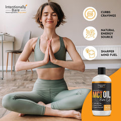 Lab-tested purity label on MCT oil bottle