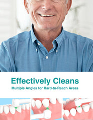 Deep-clean interdental head reaching between teeth and around braces