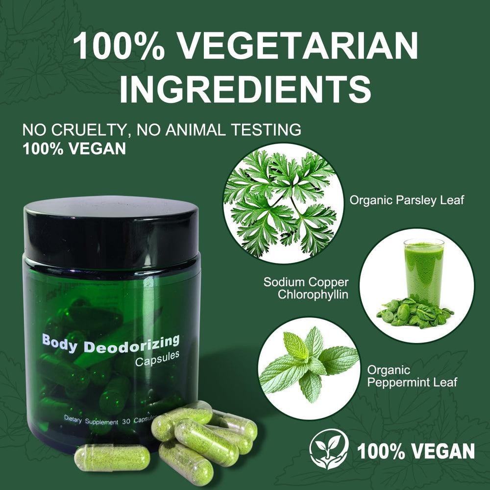 Close-up of mint, parsley and chlorophyll deodorant capsules