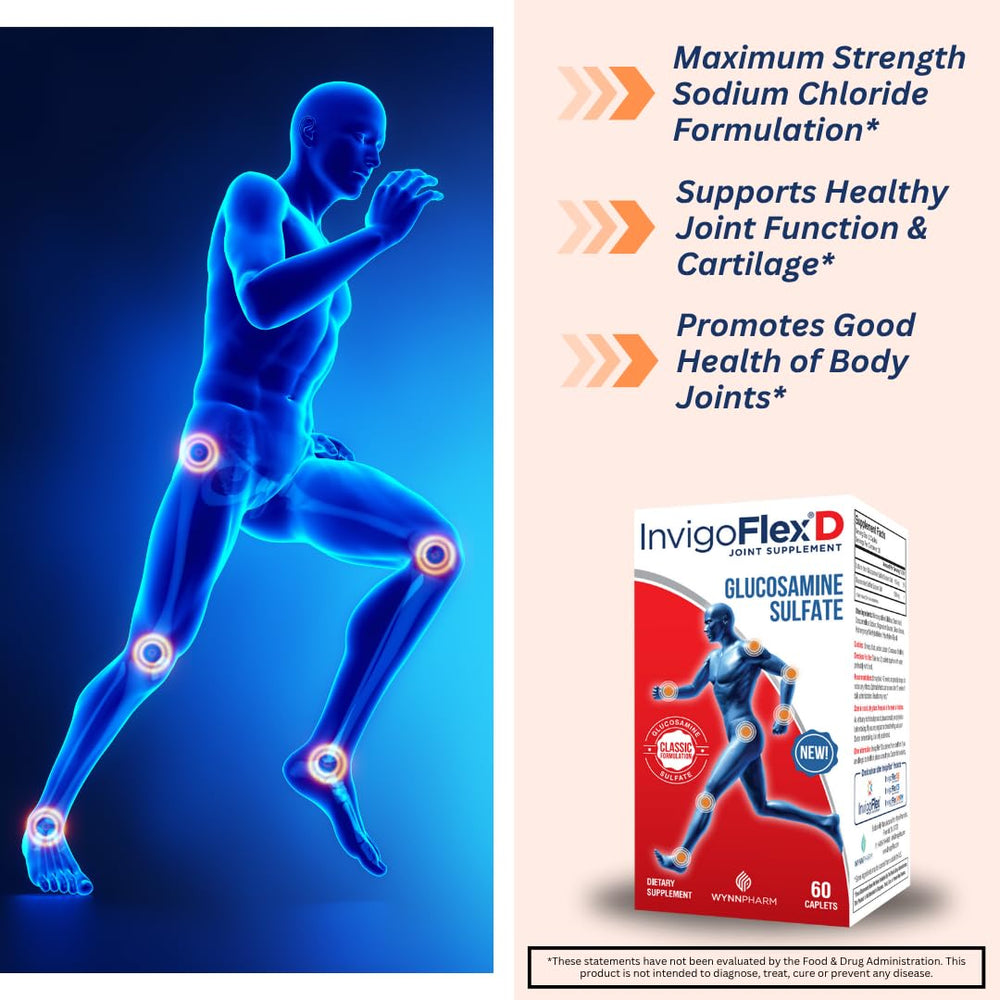 Close-up of INVIGOFLEX D glucosamine sulfate caplets