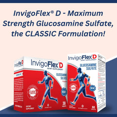 Glucosamine sulfate caplets and INVIGOFLEX D packaging