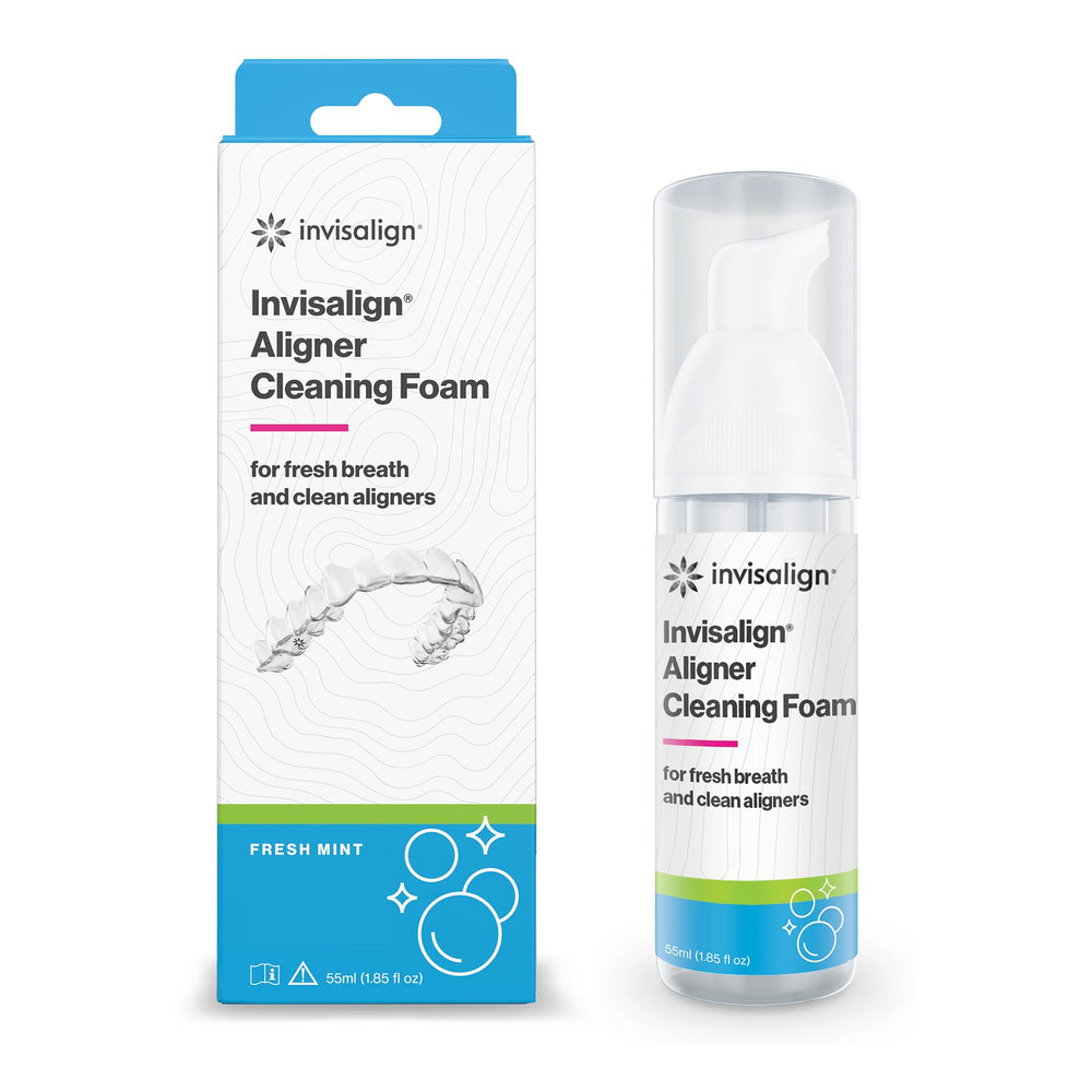 Invisalign Aligner Cleaning Foam 55ml bottle on white background