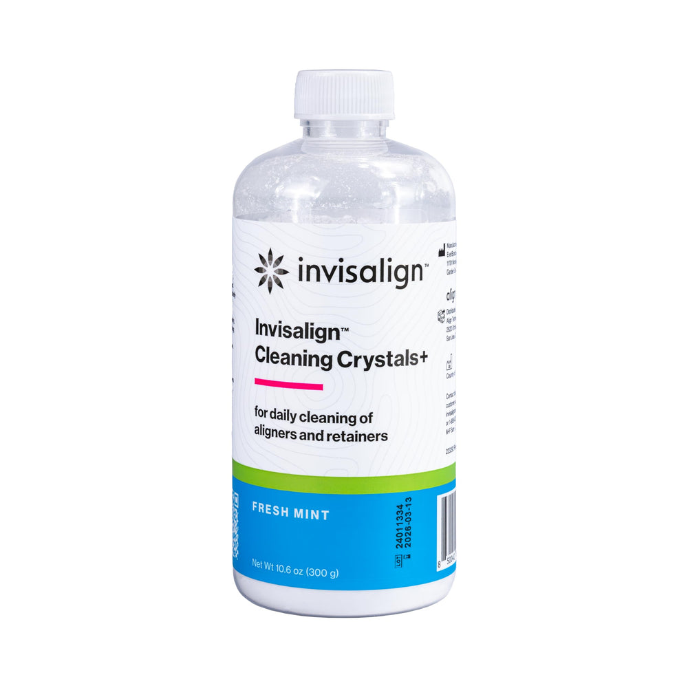 Bottle of Invisalign Cleaning Crystals+ Mint with scoop