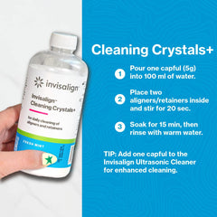 Soaking Invisalign aligners in mint-cleaning solution for 15 minutes