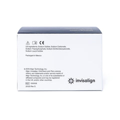 Step-by-step usage montage for cleaning Invisalign aligners with crystals