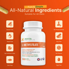 Glass of water with INVITA L-Methylfolate capsule