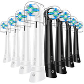 8-pack IO replacement heads for Oral-B iO in black and white, front view