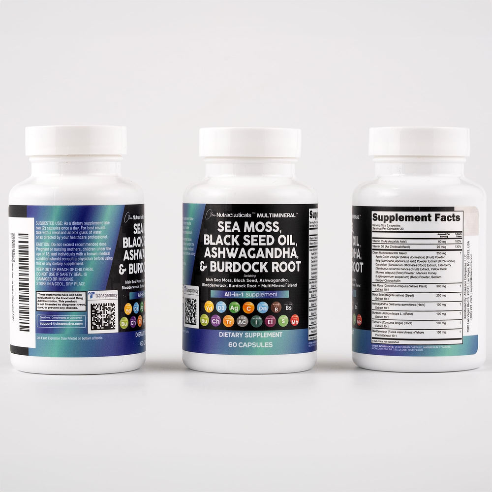 Iodine, chlorophyll, dandelion and yellow dock ingredients