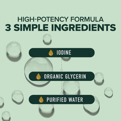 Close-up of 1100 mcg per serving iodine content on label