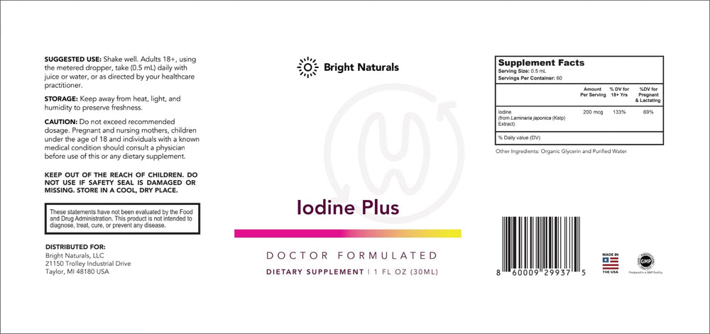 Iodine Plus dosing chart for reference
