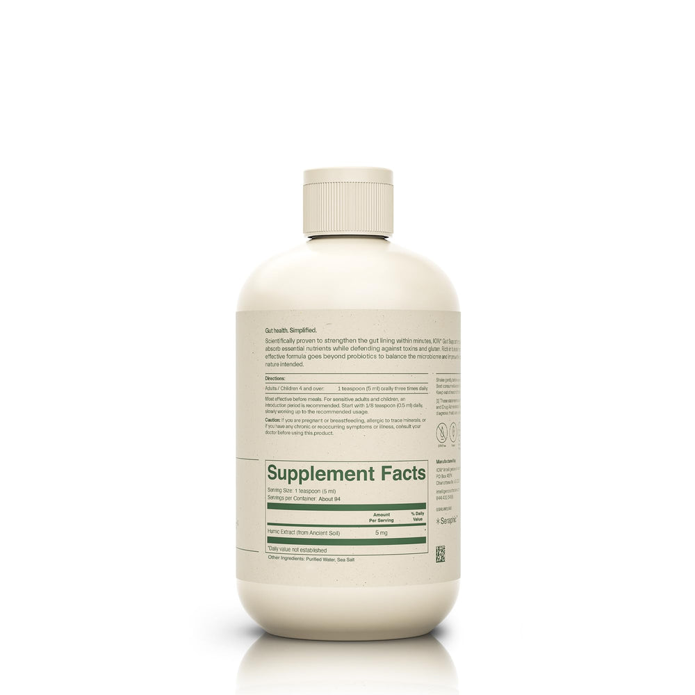 Close-up of label showing gut health benefits