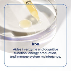 Ionic iron liquid supplement close-up showing the bottle