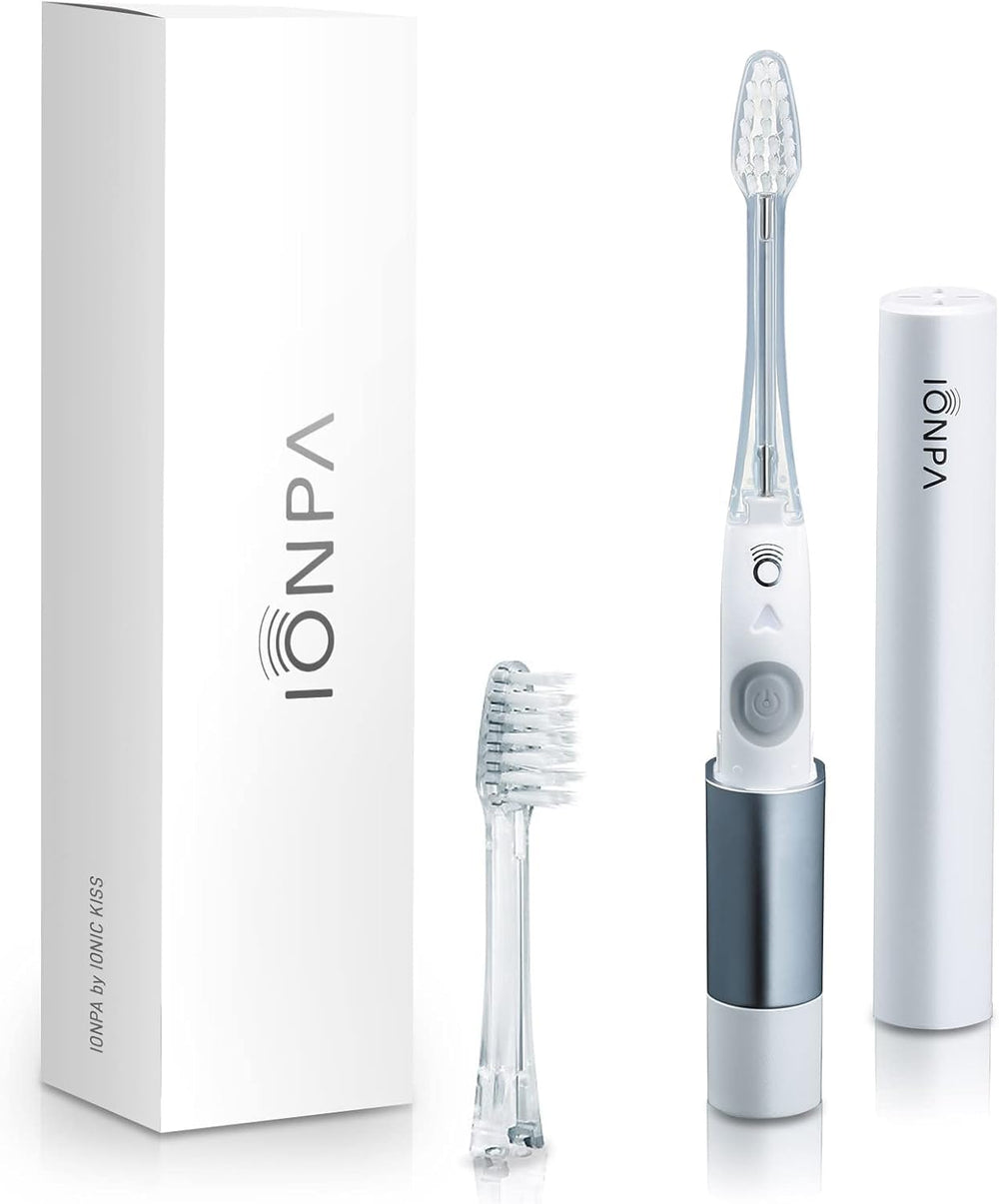 Ionic Kiss Ionpa DM-011PW white compact ionic power electric toothbrush with travel cap