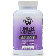 Ionized Magnesium bottle label with glycine, citrate, and ascorbate blend - 180 capsules