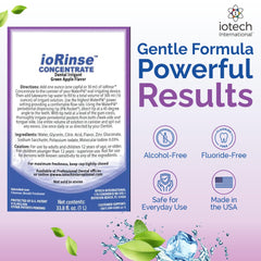 Fluoride-free ioRinse Concentrated Irrigant bottle label
