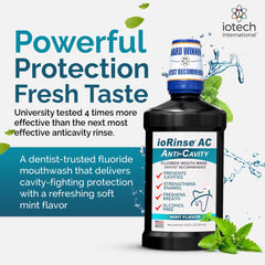 Alcohol-free label on ioRinse AC mouthwash