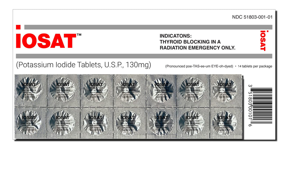IOSAT Potassium Iodide tablets 130 mg - front view