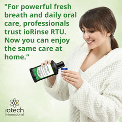 Iotech ioRinse RTU label close-up showing ingredients and product claims