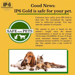 Serving size and directions on IP6 Gold label