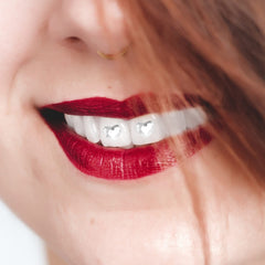 Lifestyle shot showing fashion with tooth gems