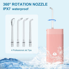 IPX7 waterproof cordless water flosser in pink