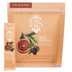 Iris front packaging showing Blood Orange BlackBerry flavor and benefits