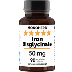 Iron Bisglycinate 50 mg - 90 Veg Capsules bottle