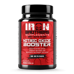 Iron Brothers Nitric Oxide Booster bottle front showing pump-focused formula
