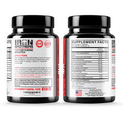 Iron Brothers Testosterone Booster capsules closeup showing premium formula for lean gains