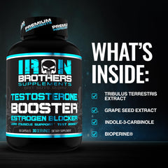Iron Brothers product beside workout gear promoting lean muscle growth and weight management
