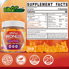 Close-up of Mango-flavored vegan iron gummies