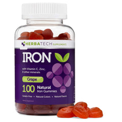 Iron gummies for adults and kids with grape flavor