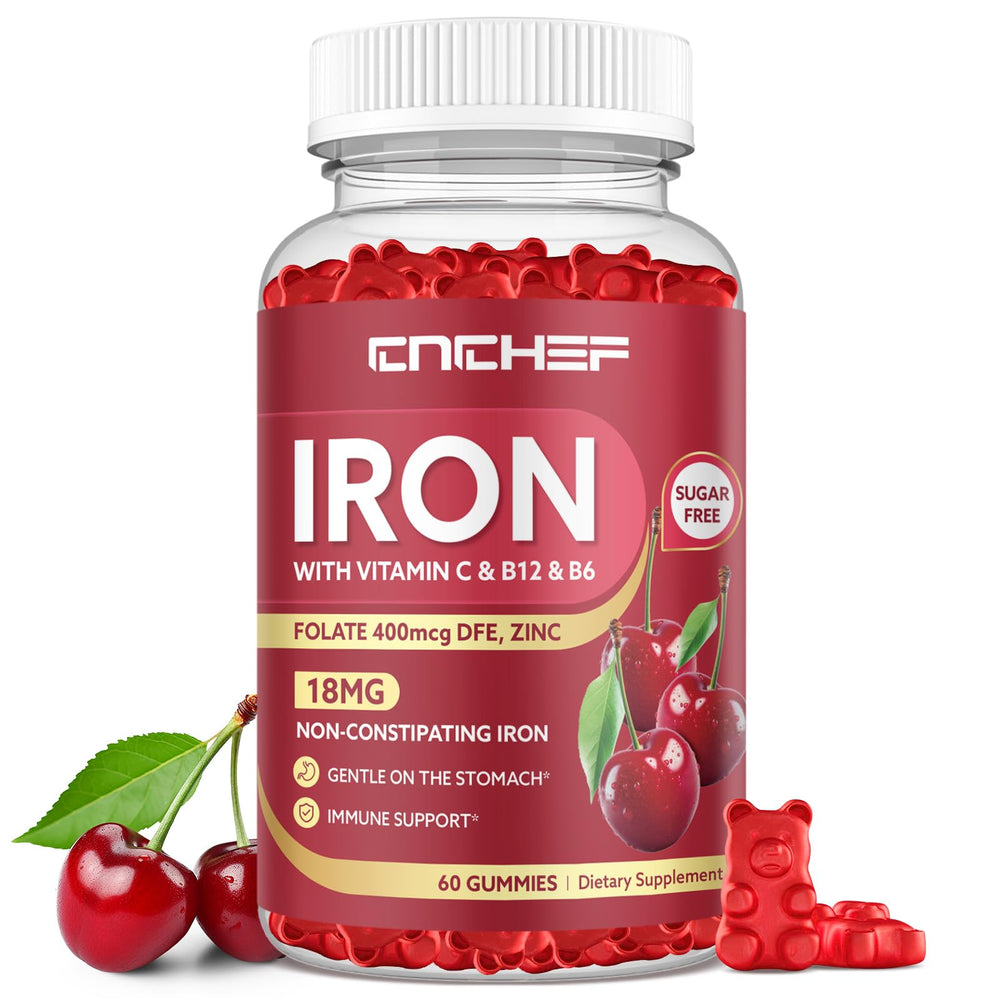 CNCHEF Iron Gummies bottle with cherry flavor
