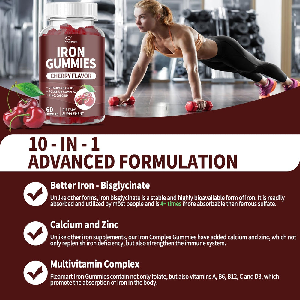 Nutrition and ingredients list for Iron Gummies 9-in-1